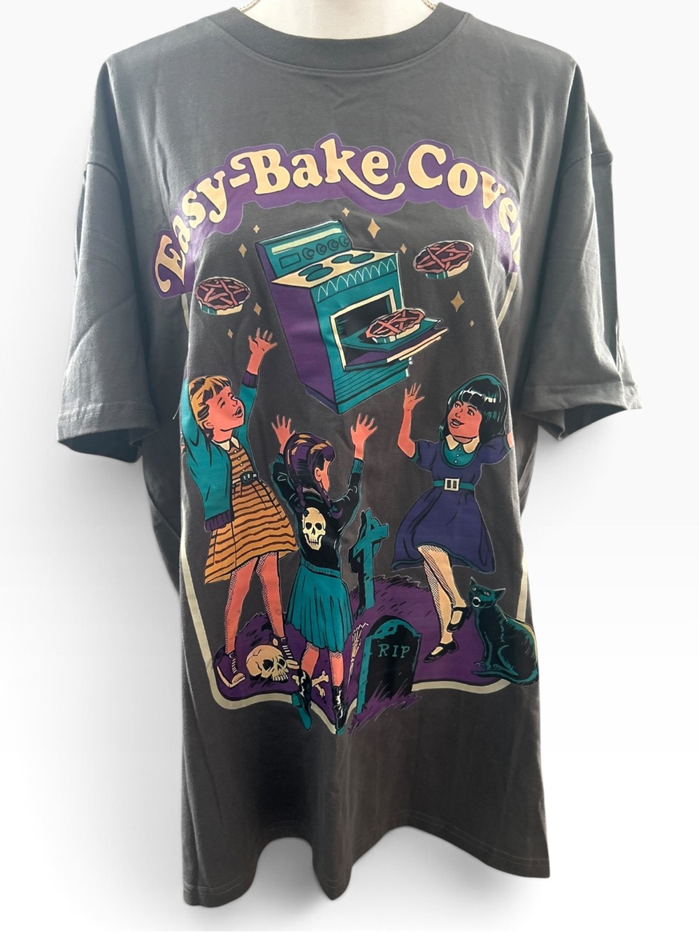 Halloween Easy-Bake Coven Graphic Tee — Charcoal with Purple Accents